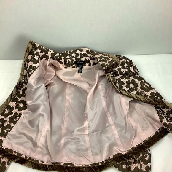 Etcetera Blazer Jacket Sz 4 Beige Green Floral Wool Silk Glass Buttons - Picture 10 of 12